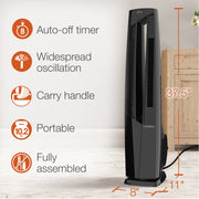 LASKO FHV801 Oscillating All Season Tower Fan and Space Heater with Remote and Timer Black
