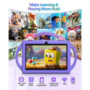 FITIFUN Kids Tablet 7 inch Android 13 Tablet for Kids 32GB ROM 4GB RAM 1TB Expanded, Quad-Core Toddler Tablet with Shockproof Case, Bluetooth, Wifi, Parental Control, Dual Camera, GPS, Games