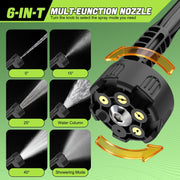 Boyun Daj Cordless Pressure Washer Handheld Portable Power Washer with 2 Batteries, 6-in-1 Nozzle, 17FT Hose, 1200 PSI