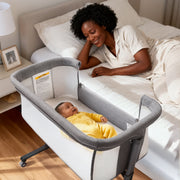 AILEEKISS Baby Bassinet with Wheels, Height Adjustable Bedside Sleeper, Grey