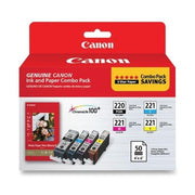 Canon 2945B011 PGI-220 and CLI-221 CMY with PP-201 Combo Pack