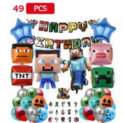 Cymylar Miner Crafting Foil Balloons, Pixel Video Game Theme, Multicolor, 33