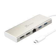 j5create USB-C Dual HDMI Mini Dock with Power Delivery 2.0, Gigabit Ethernet, 2 USB 3.0 Ports, Hot Swappable, Compact Design