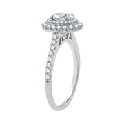 Brilliance Fine Jewelry 1 CTW Lab Grown Diamond Women's Oval Double Halo Bridal Ring, Sterling Silver
