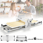 Pixnor Electric Dough Sheeter Machine, 40 Inch Work Surface, Adjustable Thickness 2-30mm, Foldable Design, Aluminum Alloy Frame, Silver, 6021927586