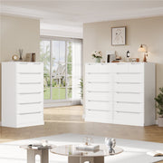 Homfa 7 Drawer White Dresser, Wood Storage Cabinet with Upgraded Stable Base, Soft Close Drawers, Vertical Chest for Bedroom and Living Room