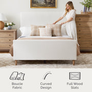 My Texas House MTH12UBQQCR Flynn Boucle Platform Bed, Queen, Cream