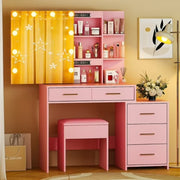 Ktaxon Lighted Makeup Vanity Table Set, Pink