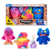 ZURU Fuggler Chaos Crew Multipack, Funny Ugly Monster Plush Toys, 3 x 9-Inch Plush Monsters and 1 x 5-Inch Key Ring