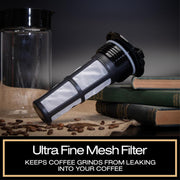 Takeya Glass Cold Brew Coffee Maker, Airtight Pitcher, 1 Quart, Black Lid and Handle, 10317