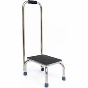 BodyMed Heavy-Duty Step Stool with Handle, Non-Slip Rubber Platform, 9.5 in Step Up, 18 in L x 11.5 in W x 34 in H, Chrome