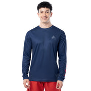 Guy Harvey Stars and Stripes Marlin Long-Sleeve T-Shirt - Estate Blue - L