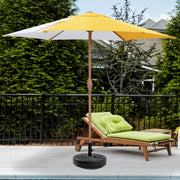 Ainfox 7.5ft Market Patio Umbrella, Round Yellow White Stripe Canopy, Waterproof UV-Resistant Polyester, Steel Pole, Crank Open, Vented Design, OB-OTU058YE