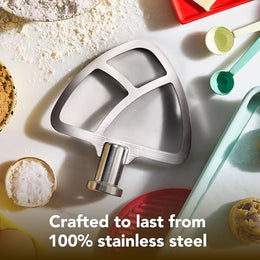 KitchenAid Stainless Steel Flat Beater, Durable, Dishwasher-Safe, Compatible with 4.5 and 5 Quart Tilt-Head Stand Mixers, KSMTHFBSS