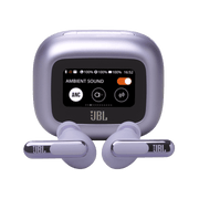 JBL Live Beam 3 True Wireless Noise-Cancelling Earbuds with Smart Touchscreen Charging Case, Purple, 48H Playback, 6 Microphones, IP55 Waterproof