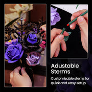 Iatom Flower Bouquet Building Set for Adults, Artificial Purple Flowers with Roses and Leaves, 736 Pieces