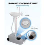 Kohree KR3131-WR Portable Sink Hand Wash Station with Electric Pump, 19L Capacity, USB/Battery Powered, Large Wheels, Soap Dispenser, Towel Holder