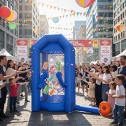 Sayok Inflatable Cash Cube Money Machine Booth, 4.9x8.2ft, Blue, Built-In 1100W Air Blower, Outdoor Use