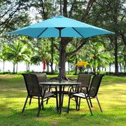 Ainfox 9ft Lake Blue Patio Umbrella with Waterproof UV Resistant Polyester Canopy, Steel Frame, Push Button Tilt, Crank Operation, OB-OTU065BL