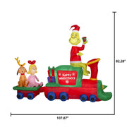 Gemmy Dr. Seuss Airblown Inflatables Grinch Train Inflatable Christmas Decor, 9'