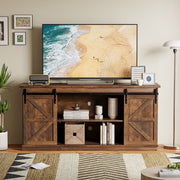 Vineego Rustic Modern TV Stand for 65-Inch TVs - Entertainment Center with Storage Cabinet & Sliding Barn Door Design,Oak