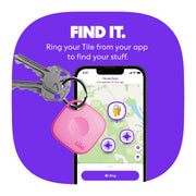 Tile RE-60031-MN Life360 Tile Mate Bluetooth Tracker, Key Finder with 350 ft Bluetooth Range, Loud Ring, Phone Finder, SOS Alert, IP68 Water Resistant, Midnight