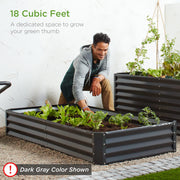 Best Choice Products Outdoor Metal Raised Garden Bed, Wood Grain Powder-Coated Steel, 6x3x1ft, SKY6635