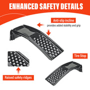 Uriah Products Heavy Duty Steel Car Ramp Pair, 9 Inch Lift Height, Supports Up to 8000 Lb, Fits Tires Up to 12.5 Inch, Portable Black Ramps for Cars SUVs Pickups