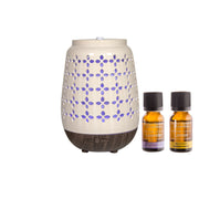Better Homes & Gardens BHS128082080021 Cool Mist Ultrasonic Aroma Diffuser 3 Piece Set, Pierced Ceramic, 250 mL