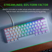 Razer Huntsman Mini 60% Optical Gaming Keyboard, Linear Optical Switches, Mercury White, PBT Keycaps, RGB Lighting, USB-A