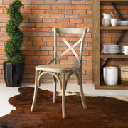Modway Gear Dining Side Chair, Gray Elm Wood Frame, Natural Rattan Seat, Tapered Legs, Fully Assembled, EEI-1541-GRY