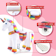 WondeRides Ride On Blue Unicorn Horse Toy, Medium Size, 36 in Height, Plush Riding Pony for Kids Age 4-9