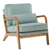 Ktaxon Accent Chair, Corduroy Upholstered Armchair with Pillow, Solid Wood Frame, Light Blue