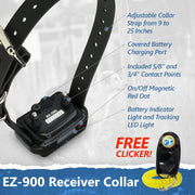 E-Collar Technologies EZ-900 Easy Educator Dog Training Collar, -Mile Range, Waterproof, Static Vibration and Tone Modes, Biothane Strap
