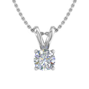 Finerock LLC PD-07816-I1I2G-14KWX Solitaire Pendant Necklace in 14K White Gold 1/4 Carat Diamond (Silver Chain Included)