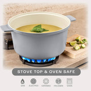 Gotham Steel 6055 5 qt. Round Aluminum Ceramic Nonstick Dutch Oven in Grey