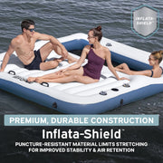 Hydro-Force Bloc Party Inflatable Pool Float, Modular 8-Person Party Island with Floating Cooler, Detachable Lounge and Platform Sections, Blue and White, 4313RE