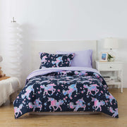 Your Zone Glow in the Dark Unicorn Twin Bedding Set, 5-Piece Comforter Set with Fabric Storage Bag, Navy