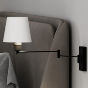 Avec A710000-31M Seymour Collection Modern Farmhouse Matte Black Wall Sconce with White Fabric Shade