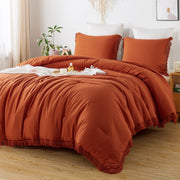 Andency King Size Comforter Set, Soft Fluffy Microfiber, Lightweight All-Season Warmth, Burnt Orange Boho Tassel Design, 3 Pieces, 5414544948