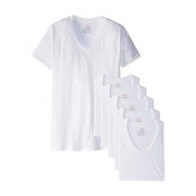 Hanes Best 6-Pack V-Neck Men's Casual T-Shirt, Cotton, White, Medium, Short Sleeve, Button Down Collar, Regular Fit
