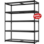 WORKPRO 5-Tier Metal Shelving Unit, Heavy Duty Adjustable Storage Rack, 4000 lbs Load Capacity, 72H x 48W x 24D, Black