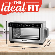 Gourmia Digital Air Fryer Toaster Oven, 4 Slice Capacity, 12 Preset Functions, FryForce 360 Technology, Convection Mode, Black, GTF1188BA