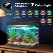 Rechale Smart Fish Tank, 2.4 Gal UHD Clear Glass Aquarium, Smart Touch Control, Silent 3-in-1 Pump, RGB Lights