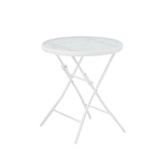 Mainstays Albany Lane 3-Piece Outdoor Bistro Set, Folding White Steel Frame, Red Fade-Resistant Sling Fabric Chairs, Tempered Glass Tabletop MS672807941905