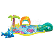 Banzai Jr. Splish Splash Inflatable Water Park for Toddlers with Whale Slide, Dolphin Rider, Starfish Toss Rings, Rainbow Canopy, Multicolor