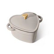 Beautiful 19581 2QT Cast Iron Heart Dutch Oven, Porcini Taupe by Drew Barrymore