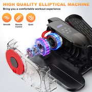 Funslim Under Desk Elliptical Machine, Portable Electric Seated Pedal Exerciser, Quiet Magnetic Resistance, 12 Adjustable Speeds, Digital Display, Remote Control, Red, EB030
