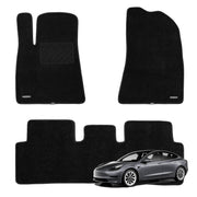 WENNEBIRD Superior Carpet Floor Mats for Tesla Model 3, Custom Fit, 0.6 Inch Thick, Black, 3-Piece Set