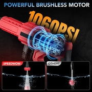 Filluck Cordless Pressure Washer, 1060 PSI, 2.8 GPM, 21V 5.0Ah Battery, 6-in-1 Adjustable Nozzle, Portable Handheld